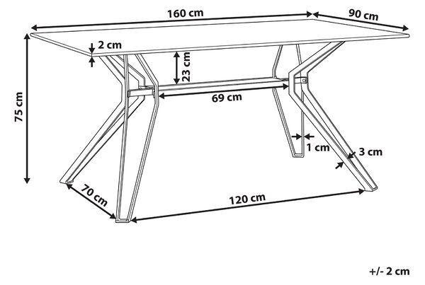 Jídelní stůl BALLINA Bílý mramor 160 cm 90 cm Bezpečnostní sklo
