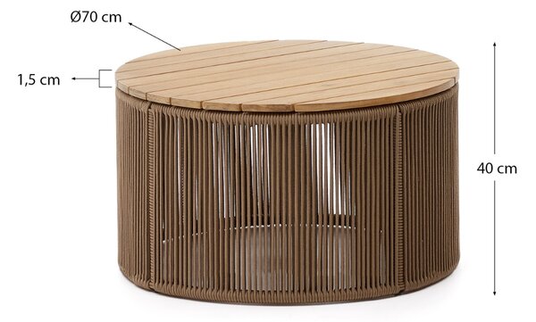 Kave Home Hnědý zahradní stolek Dandara 70 cm