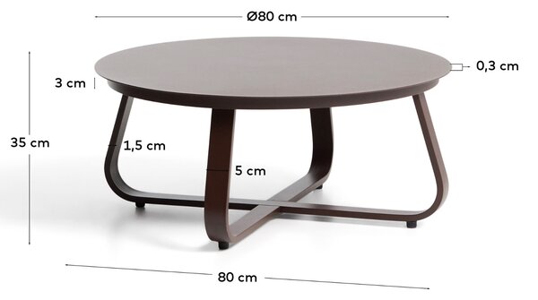 Kave Home Hnědý zahradní stolek Tamaris Ø 80 cm