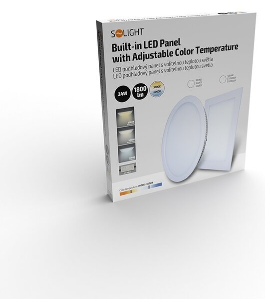 SOLIGHT LED mini panel CCT, podhledový, 24W, 1800lm, 3000K, 4000K, 6000K, čtvercový