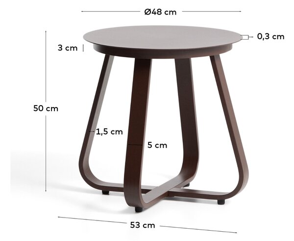 Kave Home Hnědý zahradní stolek Tamaris Ø 48 cm