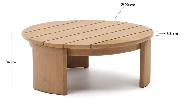 Dřevěný zahradní konferenční stolek Kave Home Xoriguer 90 cm