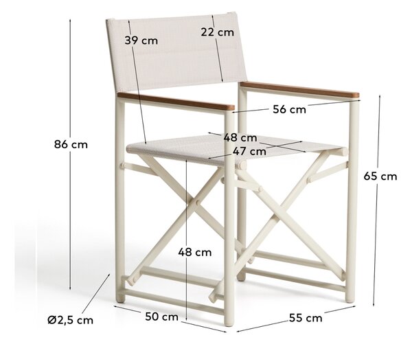 Kave Home Krémová skládací zahradní židle Tisno