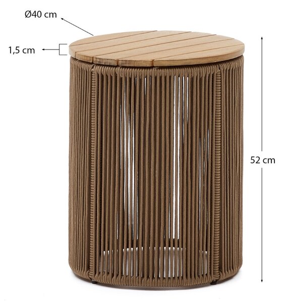 Kave Home Hnědý zahradní stolek Dandara 40 cm