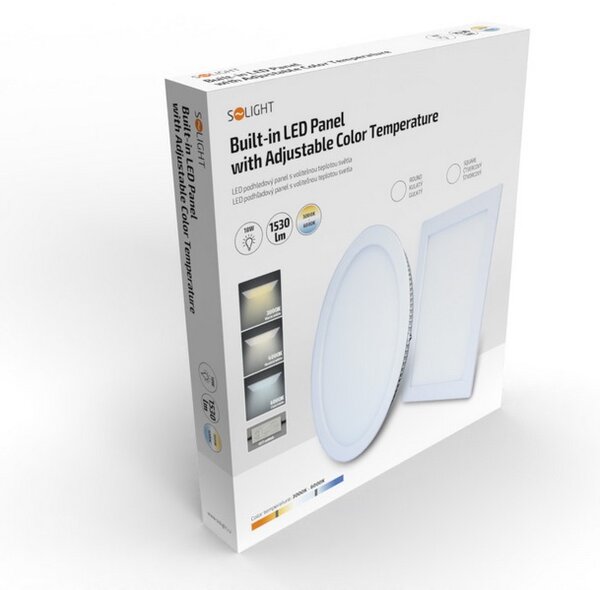 SOLIGHT LED mini panel CCT, podhledový, 18W, 1530lm, 3000K, 4000K, 6000K, kulatý