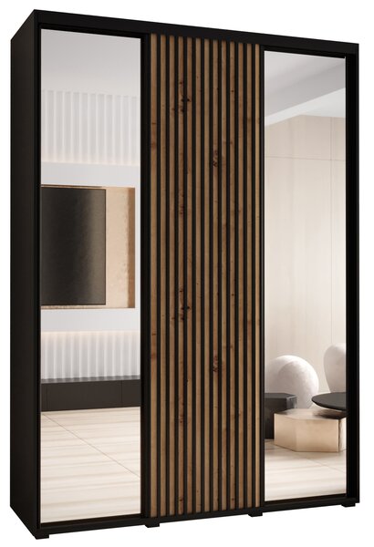 Šatní skříň FIDELIA 2 - 170/60 cm, černá / dub artisan / černá