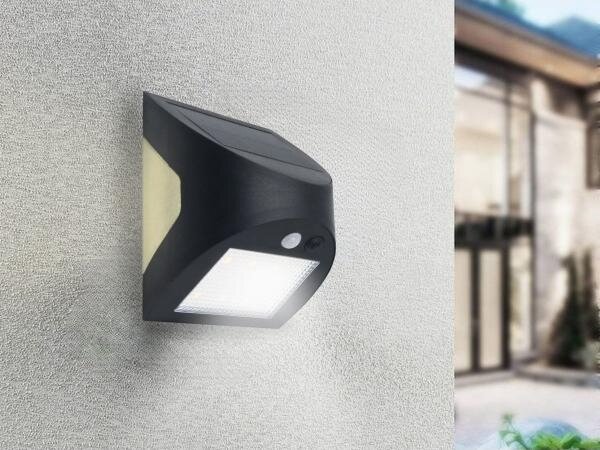 LED Solární nástěnné svítidlo se senzorem LED/3W/3,7V 1200 mAh IP54 černá