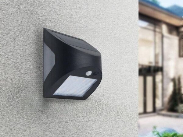 LED Solární nástěnné svítidlo se senzorem LED/3W/3,7V 1200 mAh IP54 černá