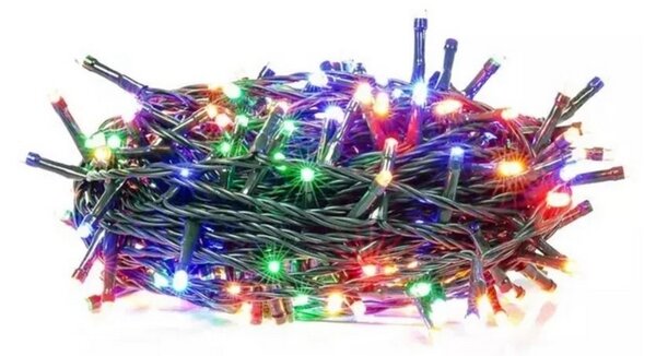 SOLIGHT LED venkovní vánoční řetěz, 100 LED, 10m, přívod 3m, 8 funkcí, časovač, IP44, vícebarevný
