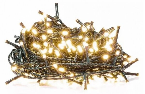 SOLIGHT LED venkovní vánoční řetěz, 50 LED, 5m, 3m přívod, 8 funkcí, IP44, 3x AA, teplá bílá