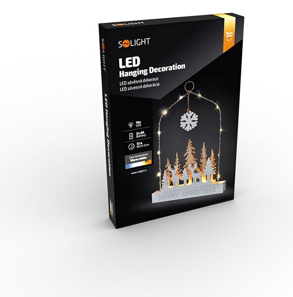 SOLIGHT LED závěsná dekorace les s jeleny, 14x LED, 2x AA