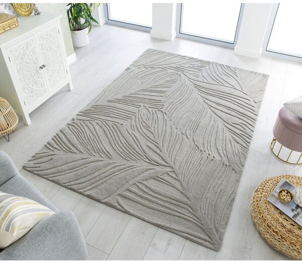 Flair Rugs, Kusový koberec Solace Lino Leaf Grey, 120x170, šedá, ložnice