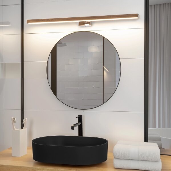 BRILAGI-LED Koupelnové osvětlení zrcadla WOODY MIRROR LED/15W/230V IP44 dub/chro