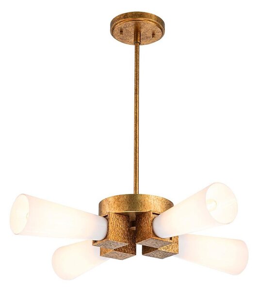 Elstead KRISTY-4P-DG-OPAL - Lustr na tyči KRISTY 4xE27/40W/230V měděná