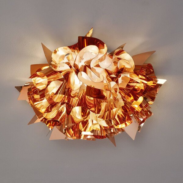 Slamp Veli designové stropní světlo, Ø 53cm, měď, stmívatelný, Měď, Obývací pokoj / jídelna, Plast, Design, Nástěnné svítidlo
