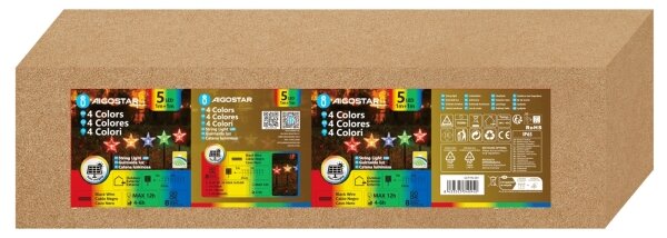 Aigostar - LED RGBY Solární vá. svítidlo LED/1,2V/8 funkcí 1m IP65 800mAh hvězdy