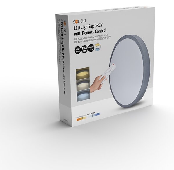 SOLIGHT LED osvětlení Grey CCT, 48W, 3360lm, 38cm