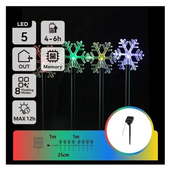 Aigostar - LED RGBY Solární vá. svítidlo LED/1,2V/8 funkcí 1m IP65 800mAh vločky
