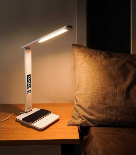 Immax 08966L- LED Stmívatelná lampa s bezdr. nabíjením KINGFISHER 8,5W/230V bílá