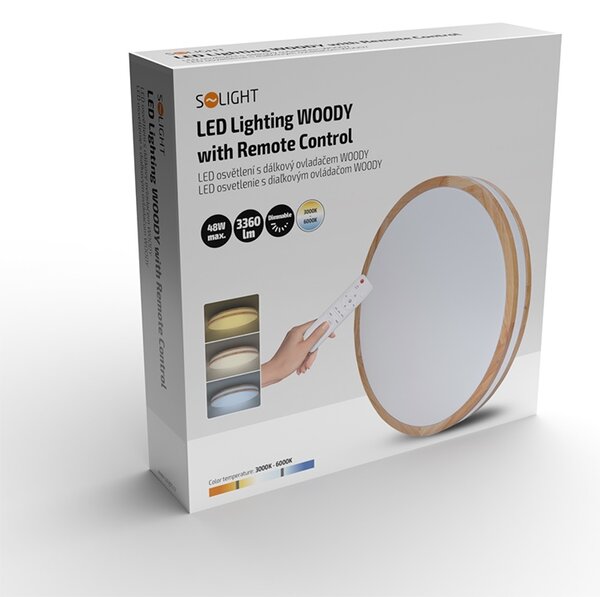 SOLIGHT LED osvětlení Woody CCT, 48W, 3360lm, 38cm