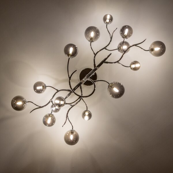 Brilagi - LED Přisazený lustr MISTEL 15xG9/3W/230V černý chrom/kouřová