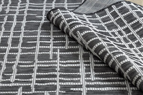 Dywany Łuszczów, Kusový koberec Sion Sisal Trellis 22144 black/ecru – na ven i na doma, 80x150, šedá, chodba / předsíň