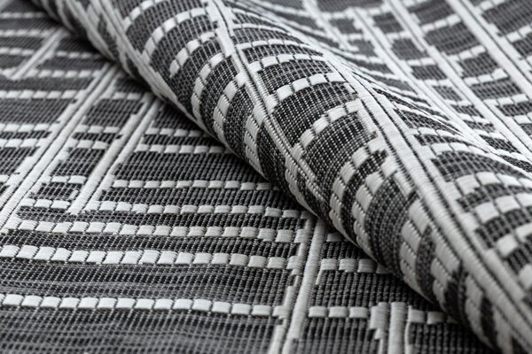 Dywany Łuszczów, Kusový koberec Sion Sisal Trellis 22144 black/ecru – na ven i na doma, 80x150, šedá, chodba / předsíň