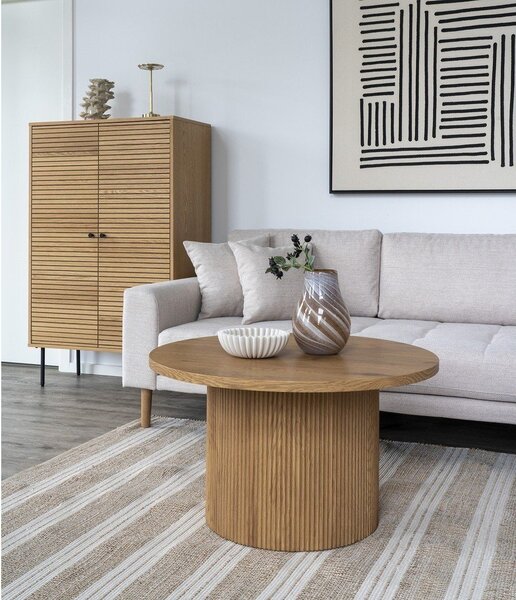 Kulatý konferenční stolek v dekoru topolu v přírodní barvě ø 80 cm Boavista – House Nordic