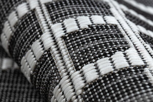 Dywany Łuszczów, Kusový koberec Sion Sisal Trellis 22144 black/ecru – na ven i na doma, 80x150, šedá, chodba / předsíň