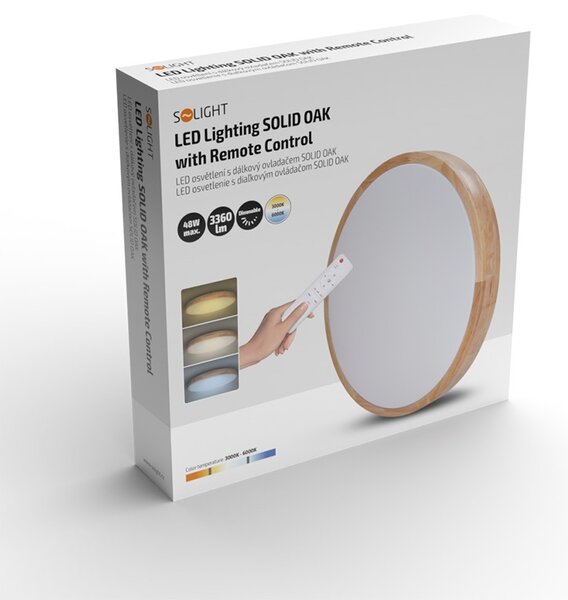 SOLIGHT LED osvětlení Solid Oak CCT, 48W, 3360lm, 39cm