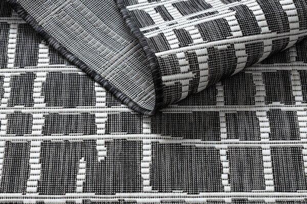 Dywany Łuszczów, Kusový koberec Sion Sisal Trellis 22144 black/ecru – na ven i na doma, 80x150, šedá, chodba / předsíň