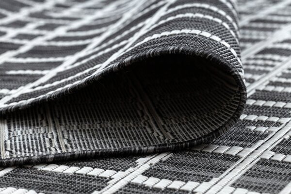 Dywany Łuszczów, Kusový koberec Sion Sisal Trellis 22144 black/ecru – na ven i na doma, 80x150, šedá, chodba / předsíň