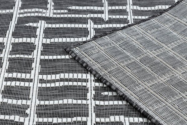 Dywany Łuszczów, Kusový koberec Sion Sisal Trellis 22144 black/ecru – na ven i na doma, 80x150, šedá, chodba / předsíň