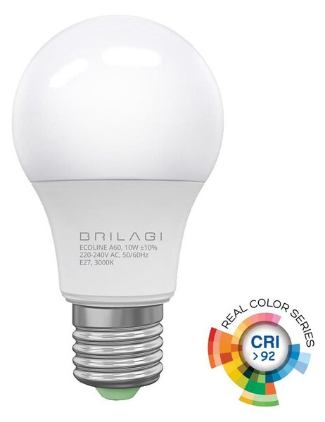LED Žárovka ECOLINE A60 E27/10W/230V 3000K CRI 92 - Brilagi