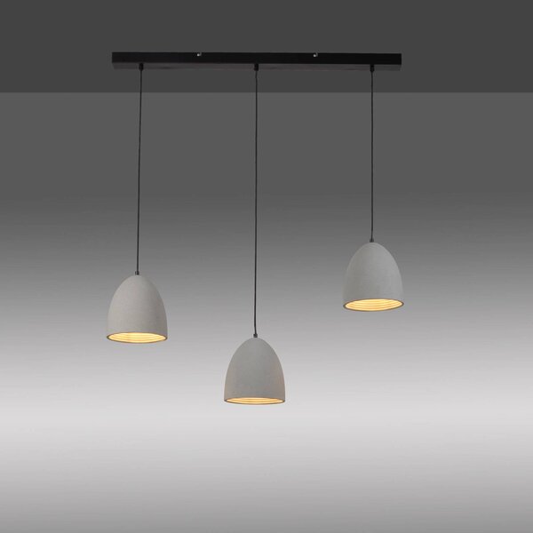 Paul Neuhaus závěsné světlo Eton, 3.flg., 100 cm, beton, G9, stmívatelný, Hliník / šedá / zinek, Obývací pokoj / jídelna, Beton