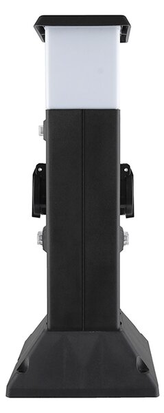 SOLIGHT Zahradní sloupek IP44 s LED osvětlením, 2 zásuvky, hranol, černý