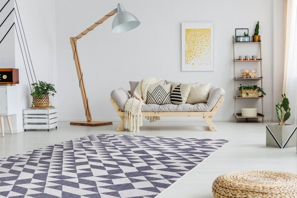 Dywany Łuszczów, Kusový koberec Sion Sisal Triangles 22373 ecru/blue-pink – na ven i na doma, 80x150, vícebarevná, chodba / předsíň