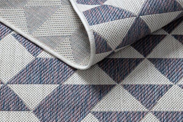 Dywany Łuszczów, Kusový koberec Sion Sisal Triangles 22373 ecru/blue-pink – na ven i na doma, 80x150, vícebarevná, chodba / předsíň