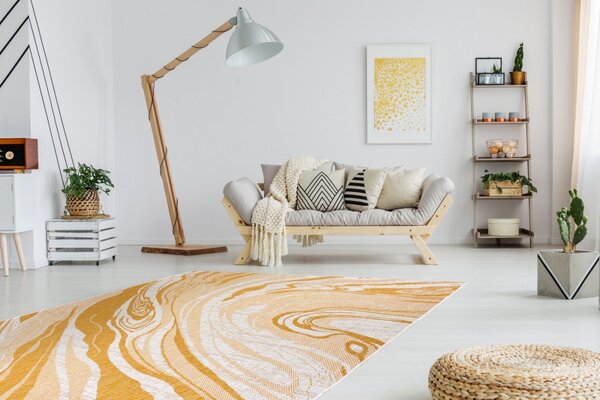 Dywany Łuszczów, Kusový koberec Sion Sisal Marble 22169 ecru/yellow – na ven i na doma, 80x150, žlutá, chodba / předsíň
