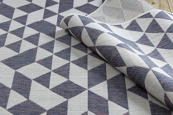 Dywany Łuszczów, Kusový koberec Sion Sisal Triangles 22373 ecru/blue-pink – na ven i na doma, 80x150, vícebarevná, chodba / předsíň