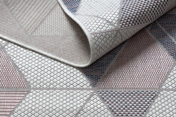 Dywany Łuszczów, Kusový koberec Sion Sisal Triangles B3006A ecru/pink – na ven i na doma, 80x150, růžová, chodba / předsíň