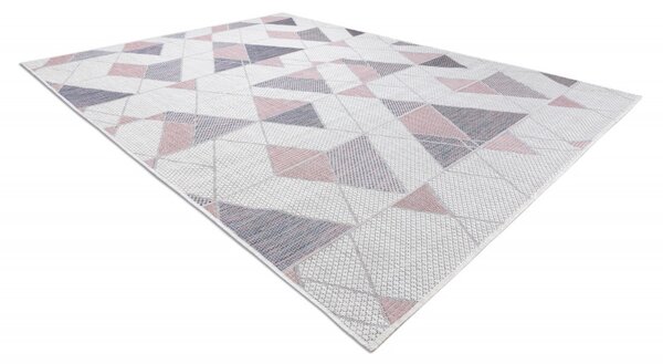 Dywany Łuszczów, Kusový koberec Sion Sisal Triangles B3006A ecru/pink – na ven i na doma, 80x150, růžová, chodba / předsíň