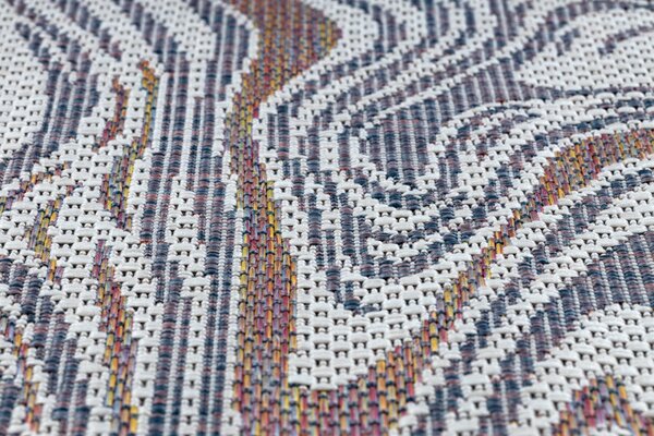 Dywany Łuszczów, Kusový koberec Sion Sisal Waves 2836 ecru/blue/pink – na ven i na doma, 80x150, vícebarevná, chodba / předsíň