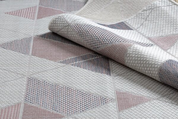 Dywany Łuszczów, Kusový koberec Sion Sisal Triangles B3006A ecru/pink – na ven i na doma, 80x150, růžová, chodba / předsíň