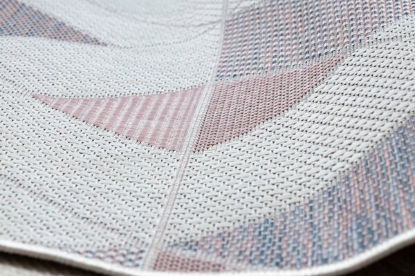 Dywany Łuszczów, Kusový koberec Sion Sisal Triangles B3006A ecru/pink – na ven i na doma, 80x150, růžová, chodba / předsíň