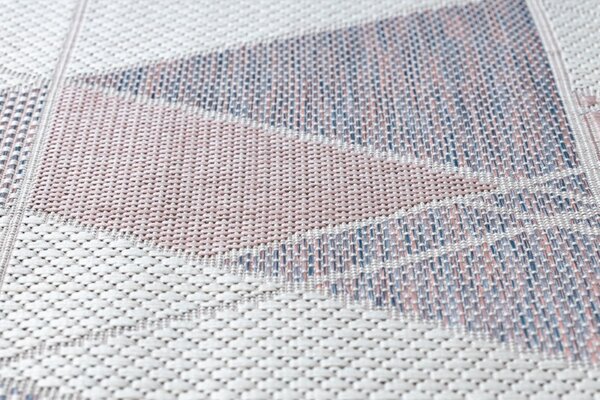 Dywany Łuszczów, Kusový koberec Sion Sisal Triangles B3006A ecru/pink – na ven i na doma, 80x150, růžová, chodba / předsíň