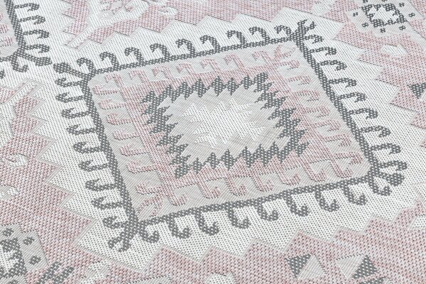 Dywany Łuszczów, Kusový koberec Sion Sisal Aztec 3007 pink/ecru – na ven i na doma, 80x150, růžová, chodba / předsíň