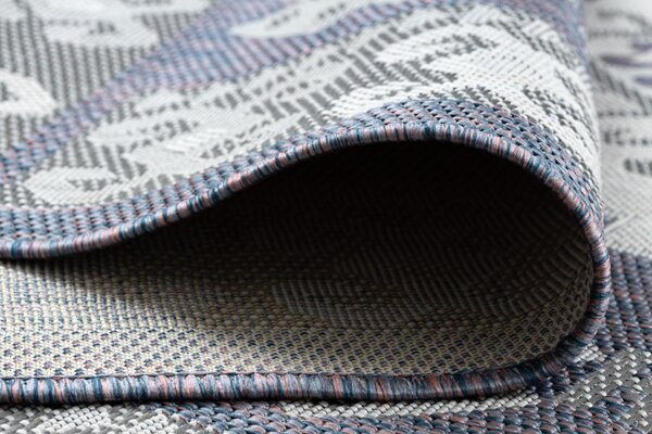 Dywany Łuszczów, Kusový koberec Sion Sisal Aztec 3007 blue/pink/ecru – na ven i na doma, 80x150, modrá, chodba / předsíň