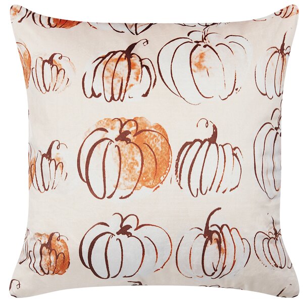 Dekorativní polštář CUCURBITA Umělý samet 45 x 45 cm Béžová Rostlinný vzor