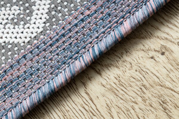 Dywany Łuszczów, Kusový koberec Sion Sisal Aztec 3007 blue/pink/ecru – na ven i na doma, 80x150, modrá, chodba / předsíň